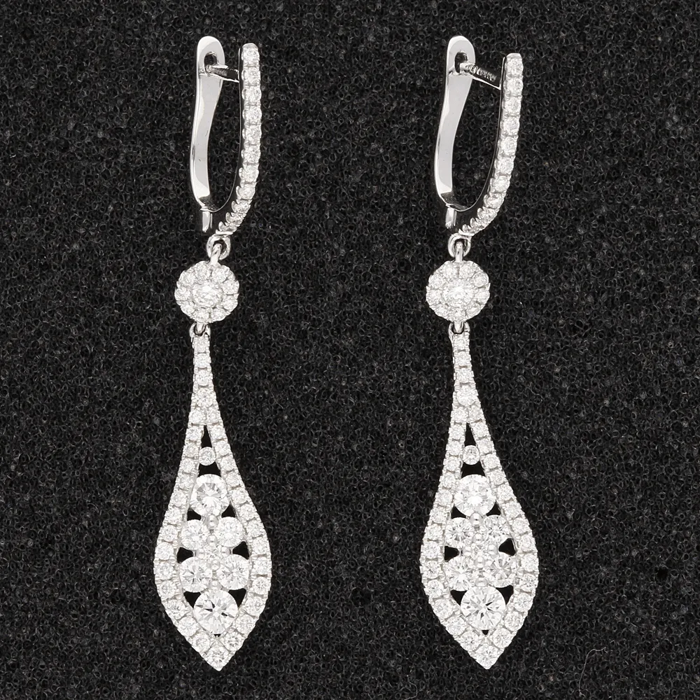 18ct White Gold 1.24ct Diamond Drop Earrings