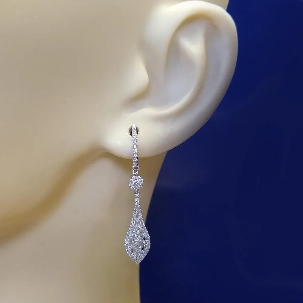 18ct White Gold 1.24ct Diamond Drop Earrings