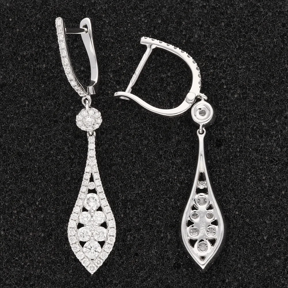 18ct White Gold 1.24ct Diamond Drop Earrings