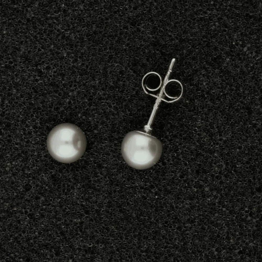 18ct White Gold 5-5.5mm Grey Fresh Water Pearl Earrings