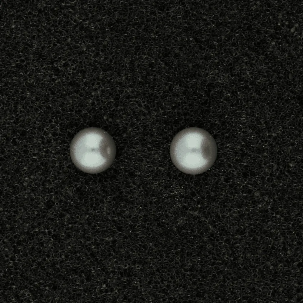 18ct White Gold 5-5.5mm Grey Fresh Water Pearl Earrings