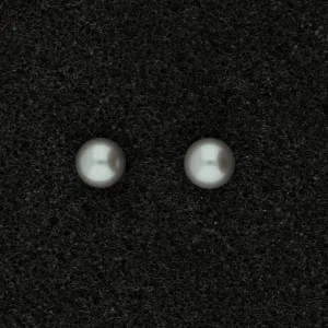 18ct White Gold 5-5.5mm Grey Fresh Water Pearl Earrings
