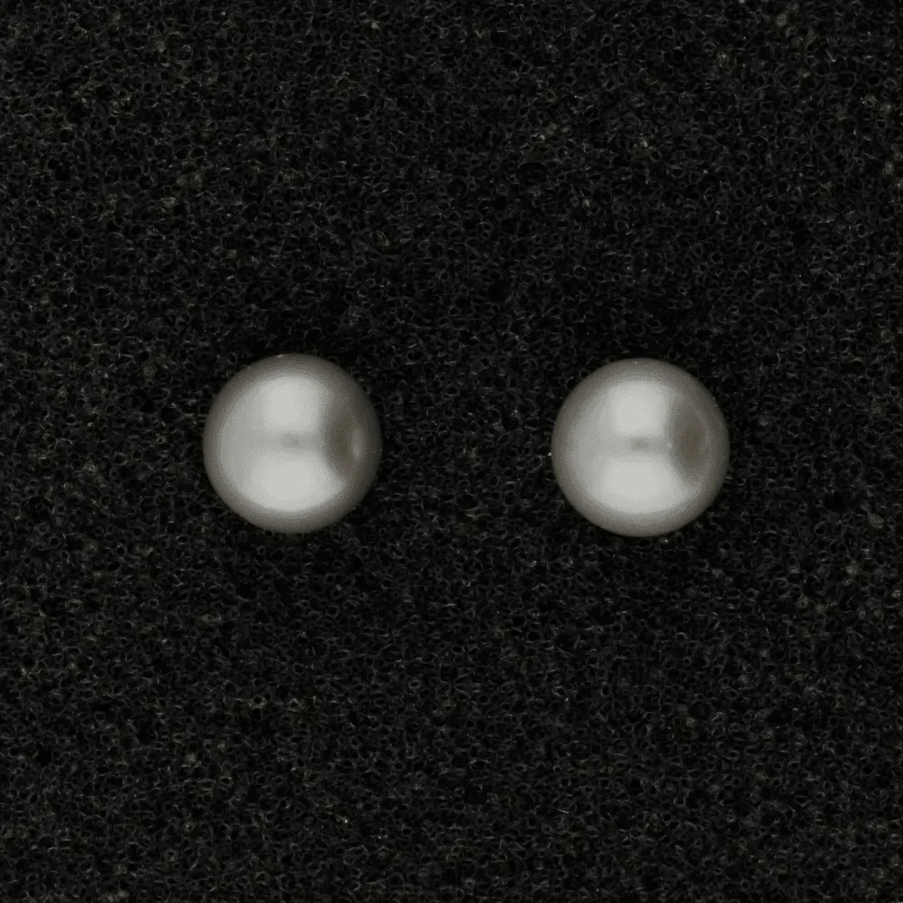 18ct White Gold 6.5-7mm Grey Fresh Water Pearl Earrings