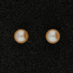 18ct White Gold 6.5-7mm Pink Fresh Water Pearl Earrings
