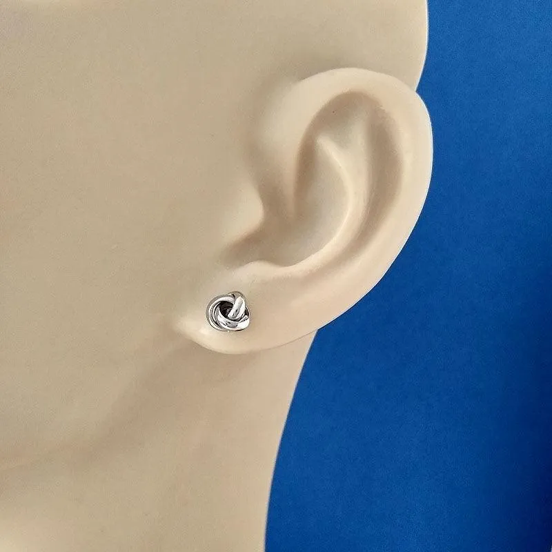 18ct White Gold 6.5mm Classic Triple Knot Stud Earrings