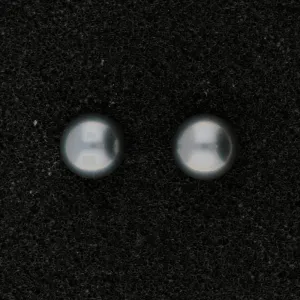 18ct White Gold 7-7.5mm Grey Fresh Water Pearl Earrings