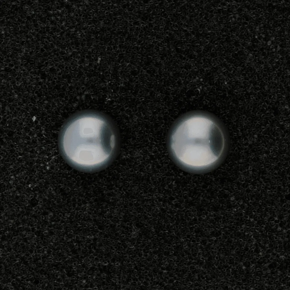 18ct White Gold 7-7.5mm Grey Fresh Water Pearl Earrings