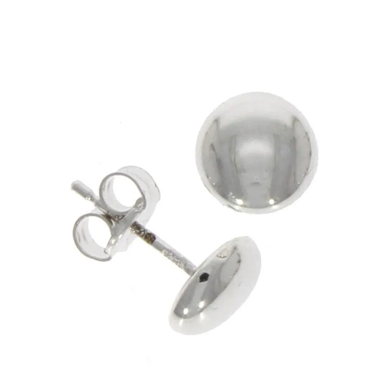 18ct White Gold 7mm Button Stud Earrings