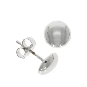 18ct White Gold 7mm Button Stud Earrings