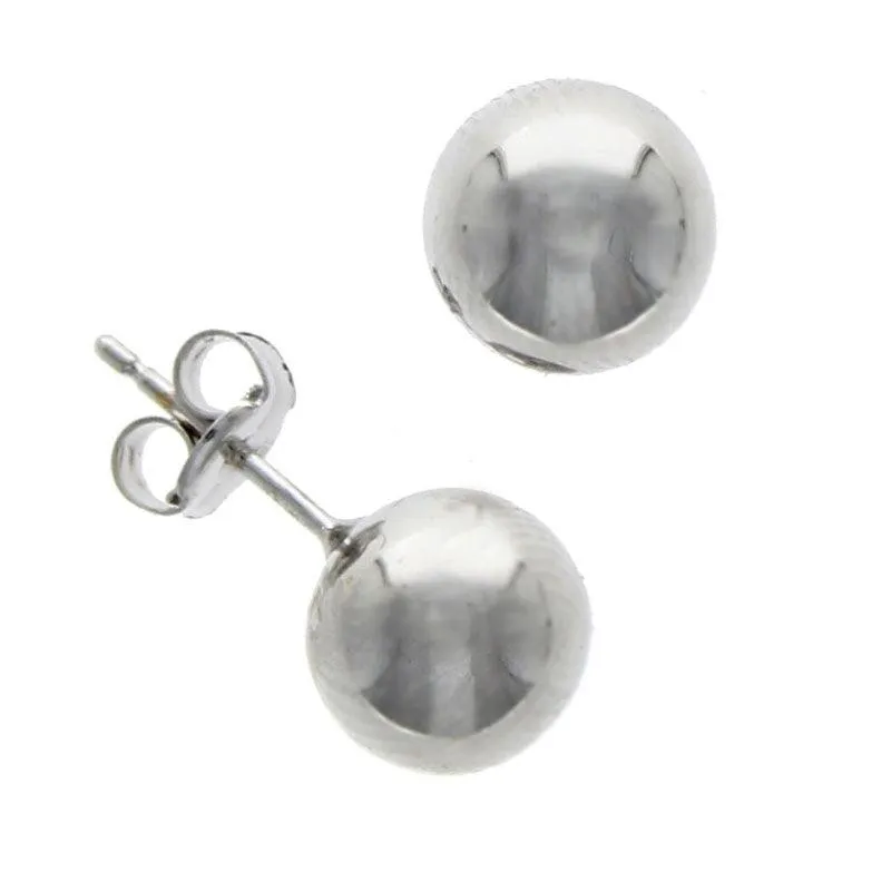 18ct White Gold 8mm Ball Stud Earrings