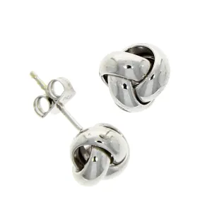 18ct White Gold 9mm Classic Triple Knot Stud Earrings