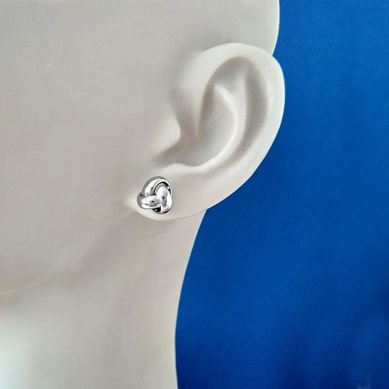 18ct White Gold 9mm Classic Triple Knot Stud Earrings