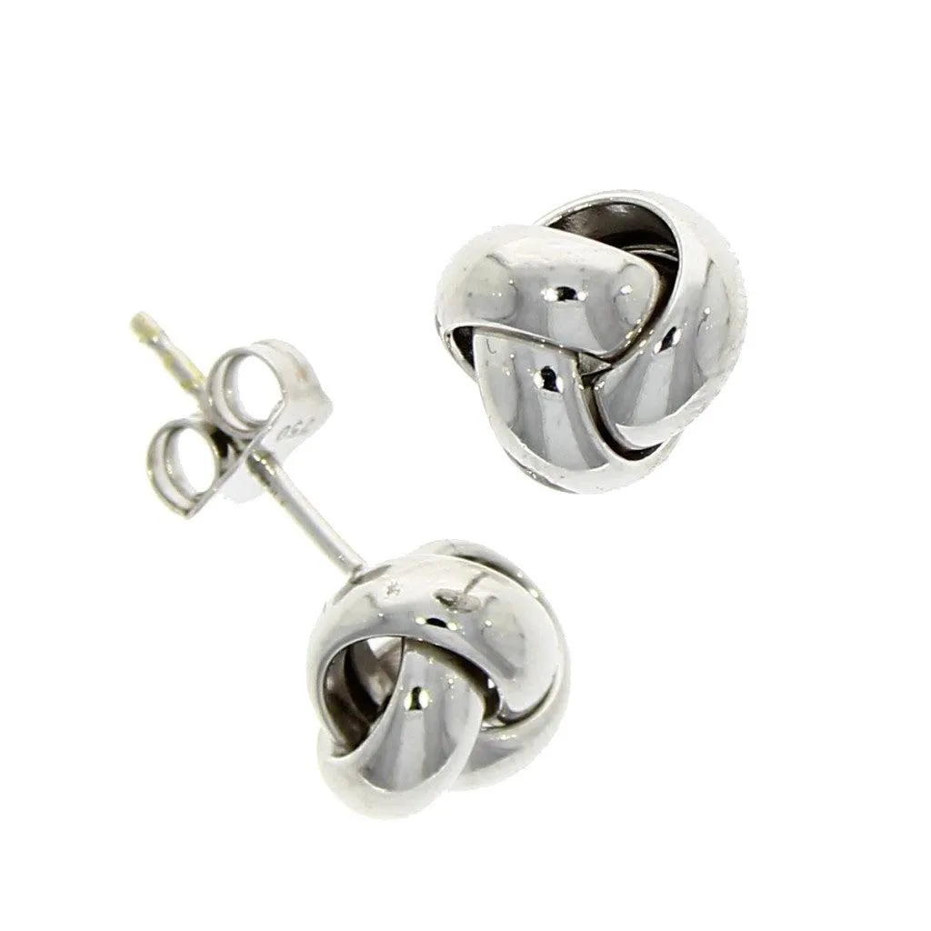 18ct White Gold 9mm Classic Triple Knot Stud Earrings