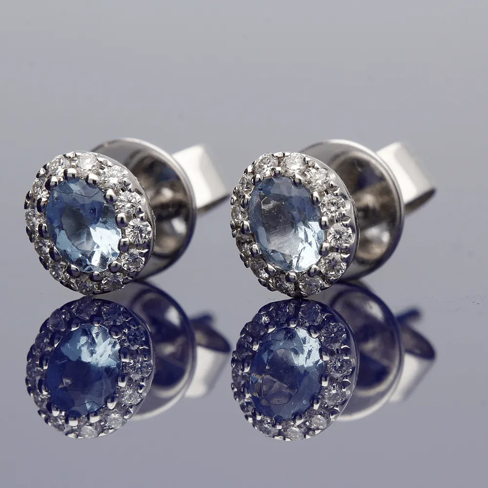 18ct White Gold Aquamarine and Diamond Earrings