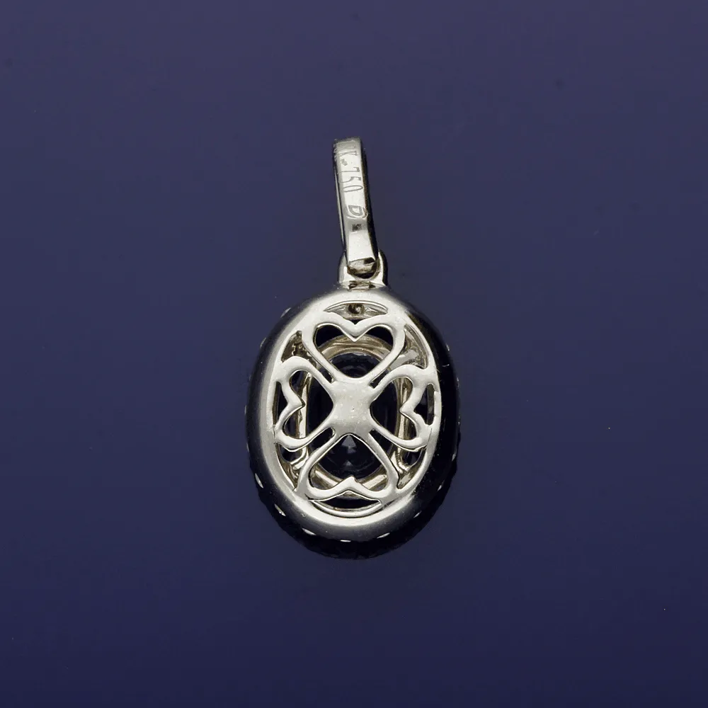 18ct White Gold Aquamarine and Diamond Halo Oval Pendant