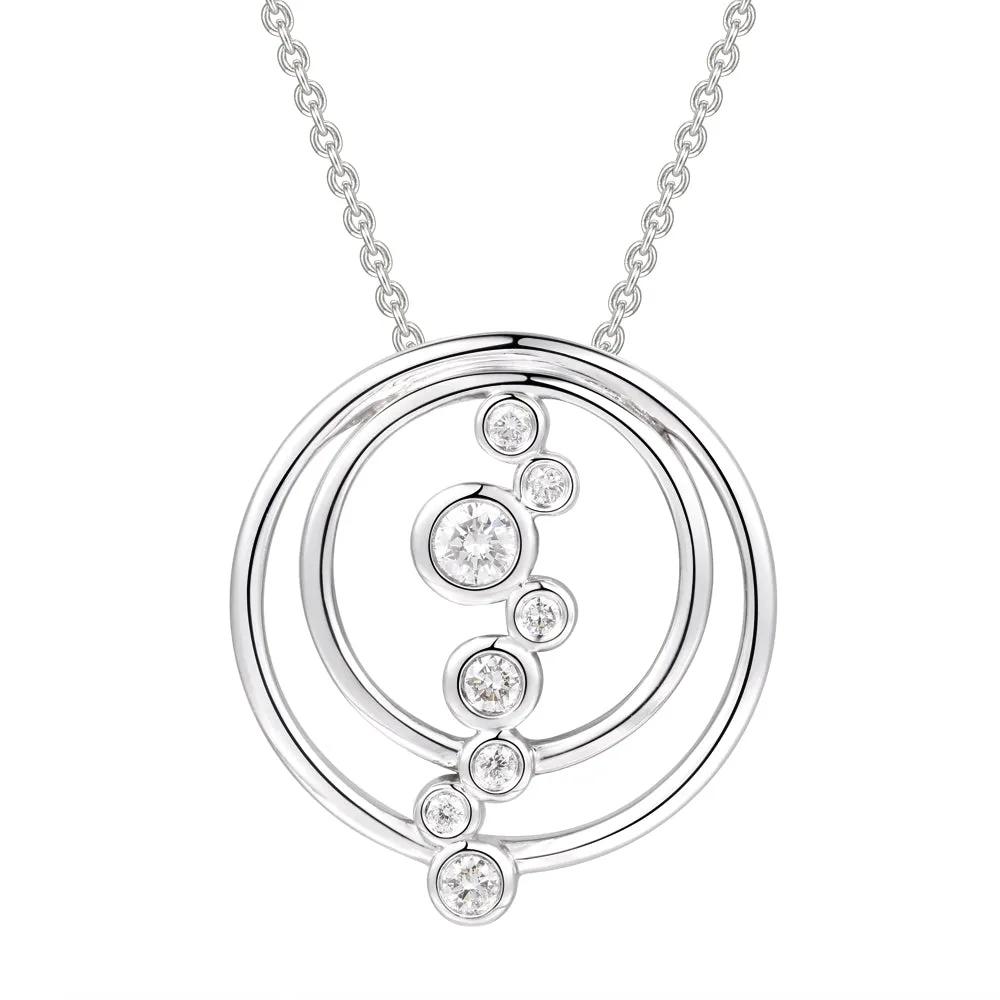 18ct White Gold Diamond Journey Bubble Necklace