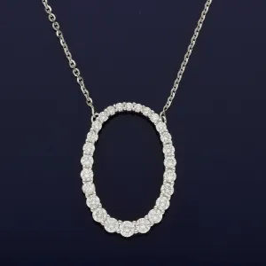 18ct White Gold Diamond Oval Journey Necklace