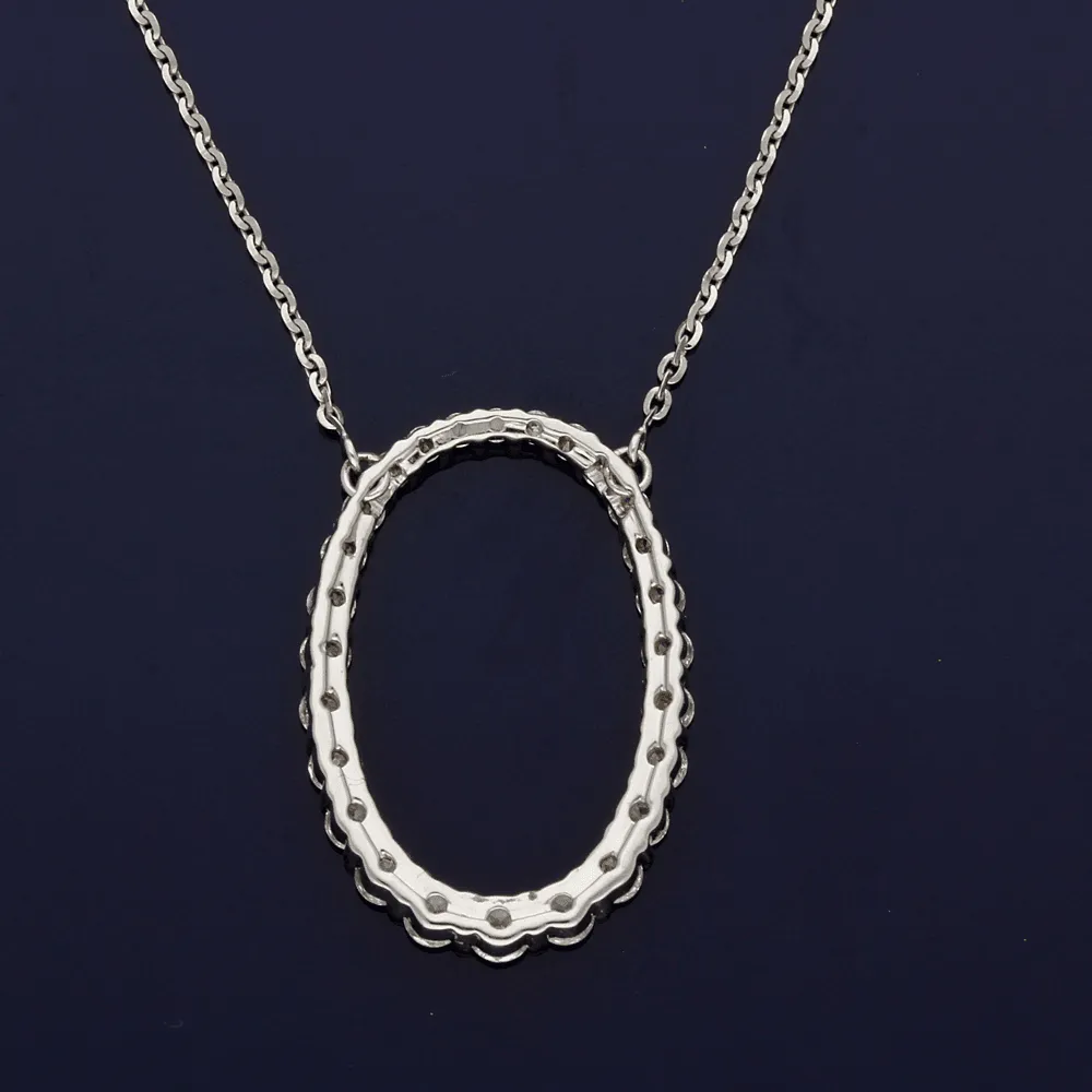 18ct White Gold Diamond Oval Journey Necklace