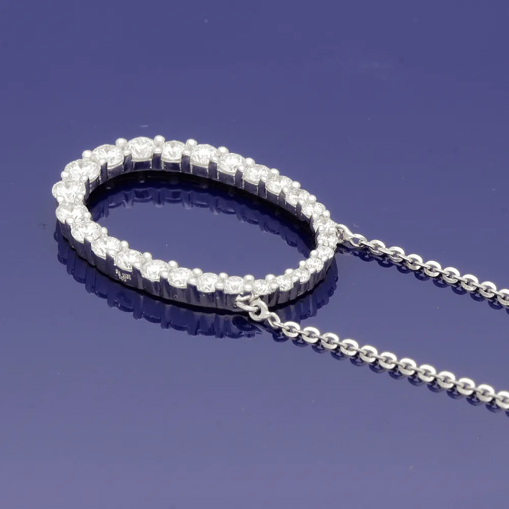 18ct White Gold Diamond Oval Journey Necklace