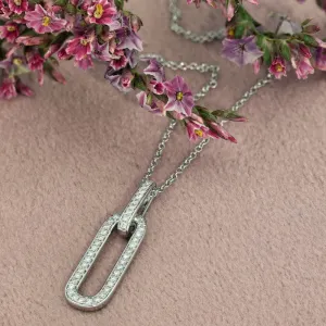 18ct White Gold Diamond Paper Clip Necklace