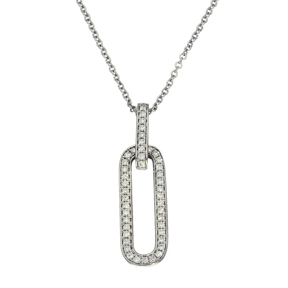 18ct White Gold Diamond Paper Clip Necklace
