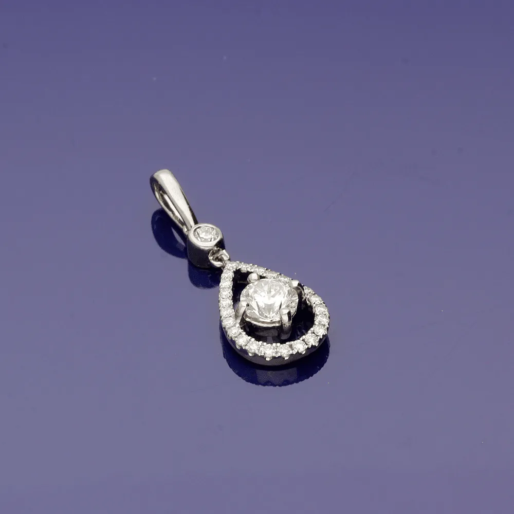 18ct White Gold Diamond Pear Shape Pendant