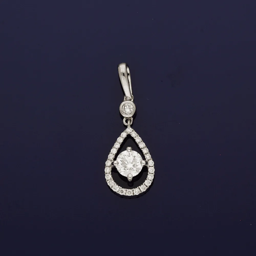 18ct White Gold Diamond Pear Shape Pendant