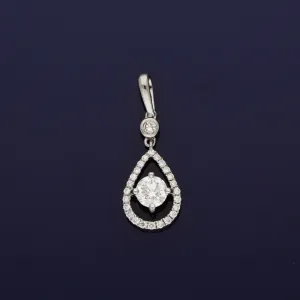 18ct White Gold Diamond Pear Shape Pendant