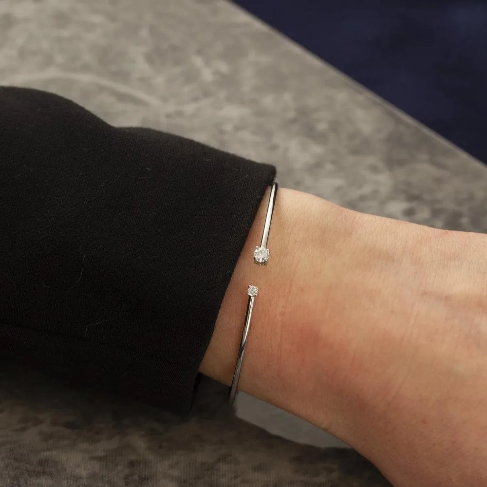 18ct White Gold Diamond Torque Bangle