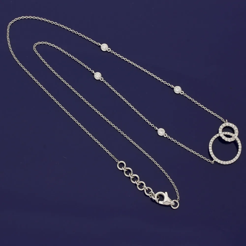 18ct White Gold Entwined Circle Diamond Necklace