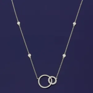 18ct White Gold Entwined Circle Diamond Necklace