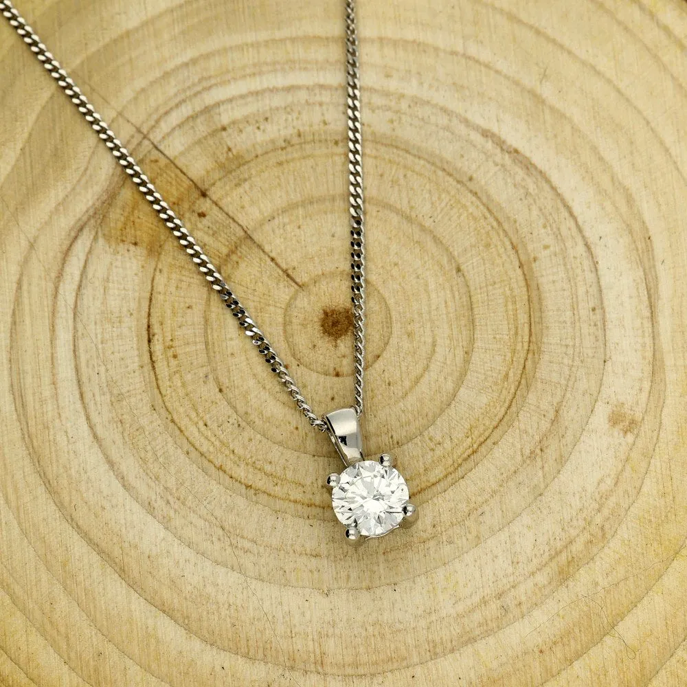 18ct White Gold Laboratory-Grown Diamond Pendant - 0.54ct Solitaire Diamond