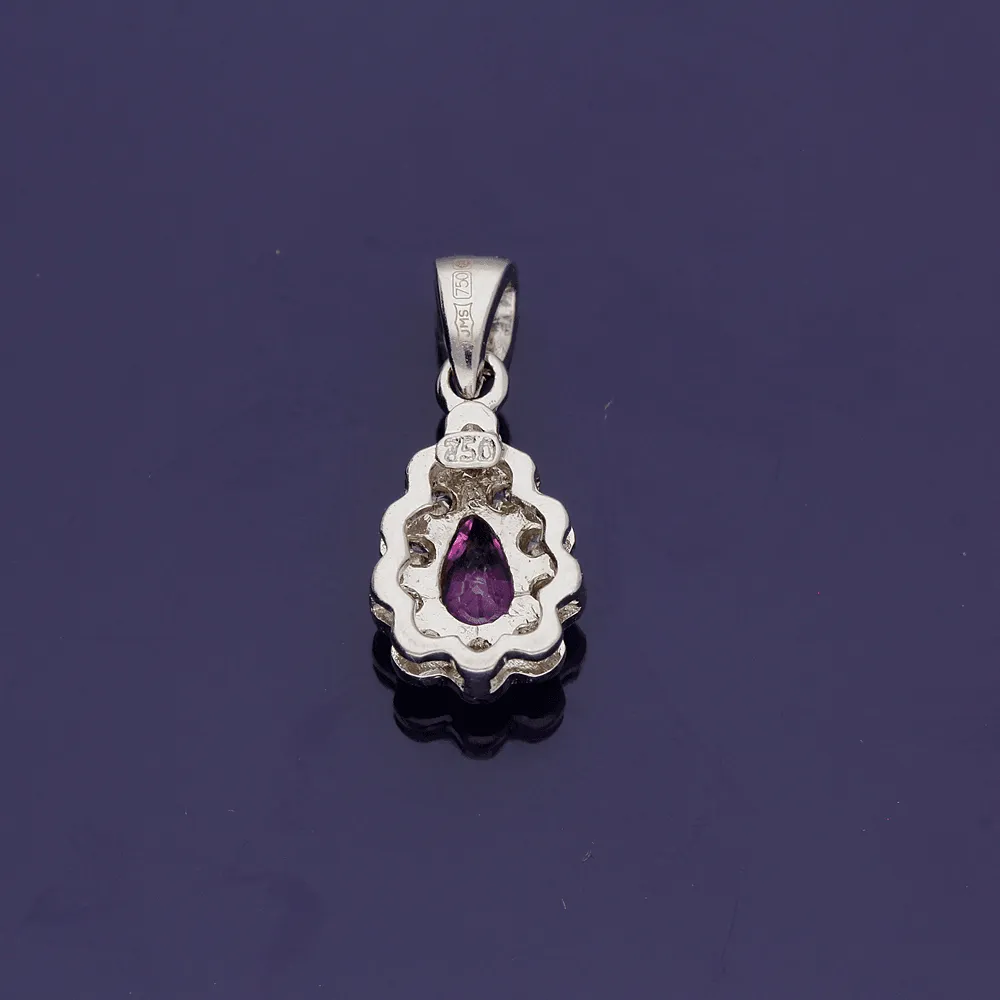 18ct White Gold Pink Sapphire and Diamond Pendant