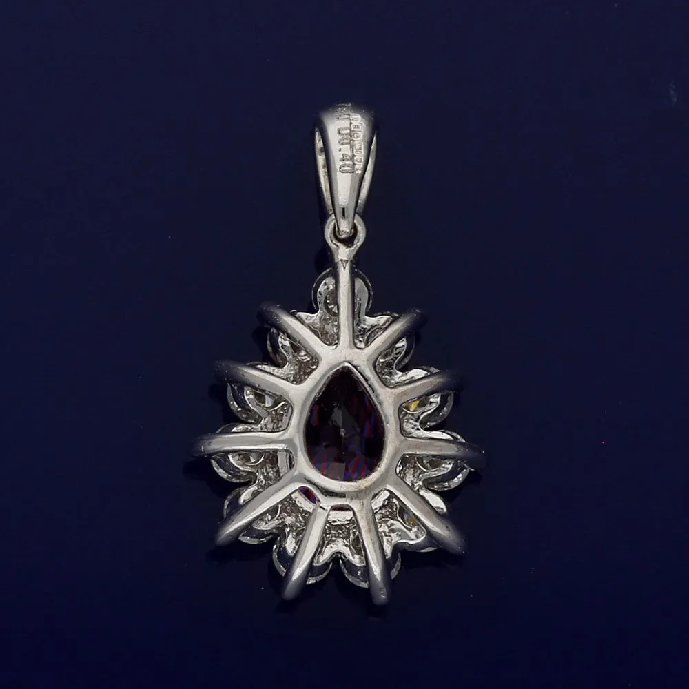 18ct White Gold Pink Sapphire and Diamond Teardrop Pendant