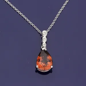 18ct White Gold Pink Tourmaline and Diamond Necklace