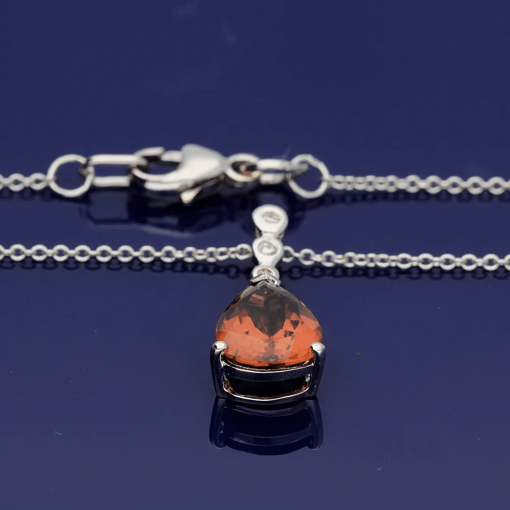 18ct White Gold Pink Tourmaline and Diamond Necklace