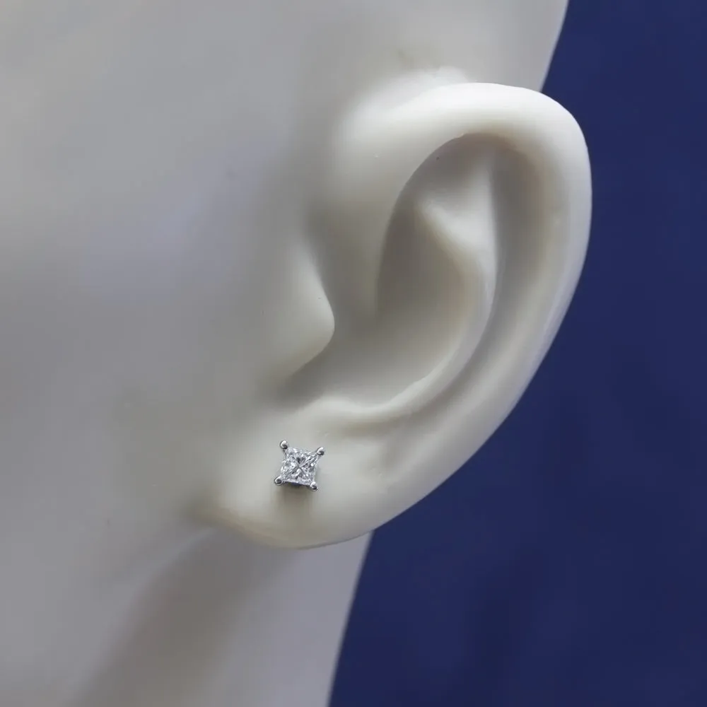 18ct White Gold Princess Cut Diamond Stud Earrings 0.52ct