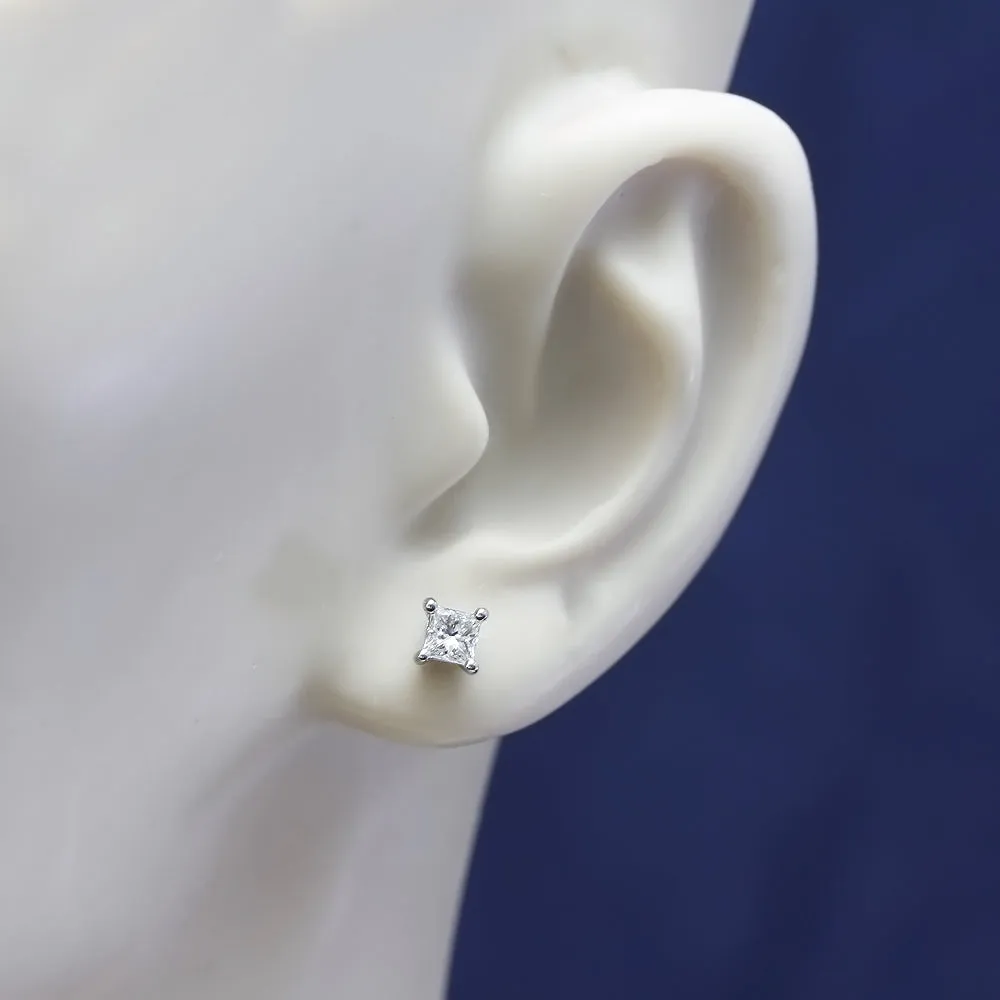 18ct White Gold Princess Cut Diamond Stud Earrings 0.61ct