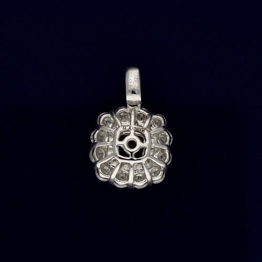 18ct White Gold Ruby and Diamond Cluster Halo Pendant