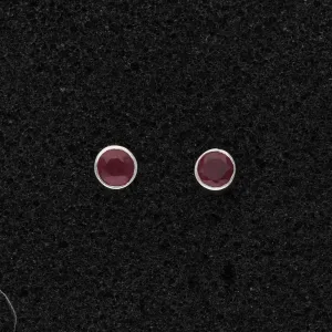 18ct White Gold Ruby Bezel Set Stud Earrings
