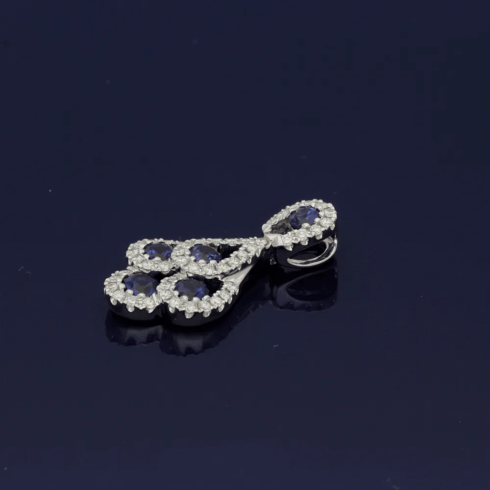 18ct White Gold Sapphire & Diamond Peacock Pendant