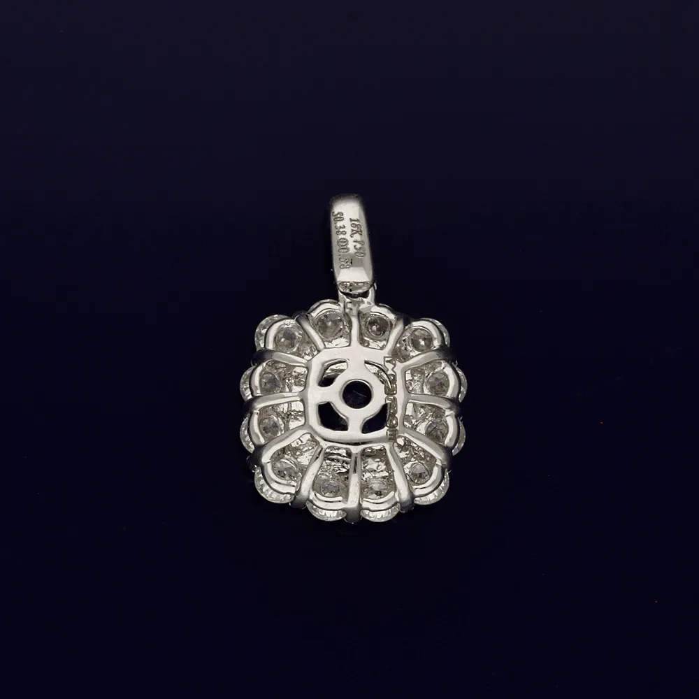 18ct White Gold Sapphire and Diamond Cluster Pendant