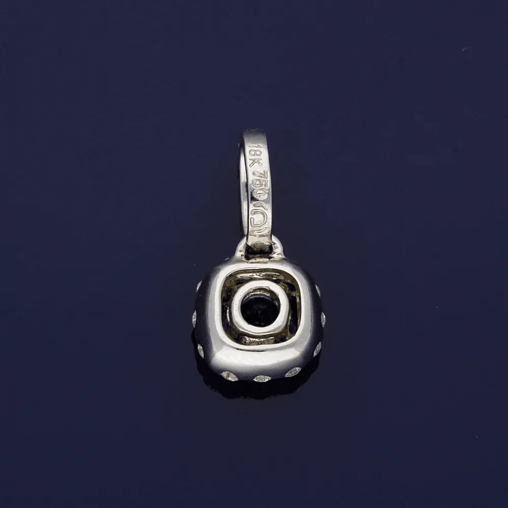 18ct White Gold Sapphire and Diamond Halo Pendant