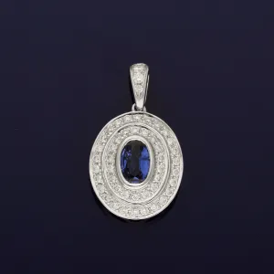 18ct White Gold Sapphire and Diamond Pendant