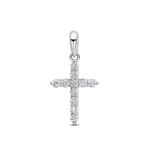 18ct White Gold Small Diamond Cross Pendant