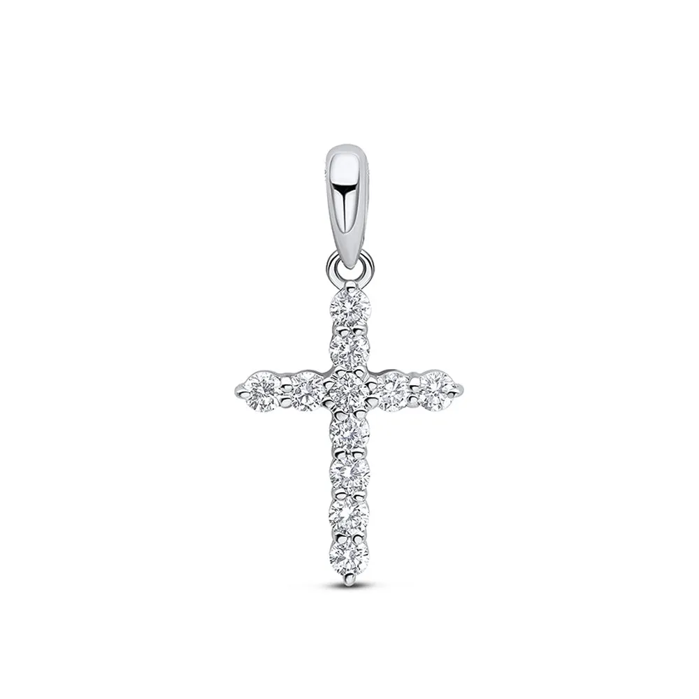 18ct White Gold Small Diamond Cross Pendant