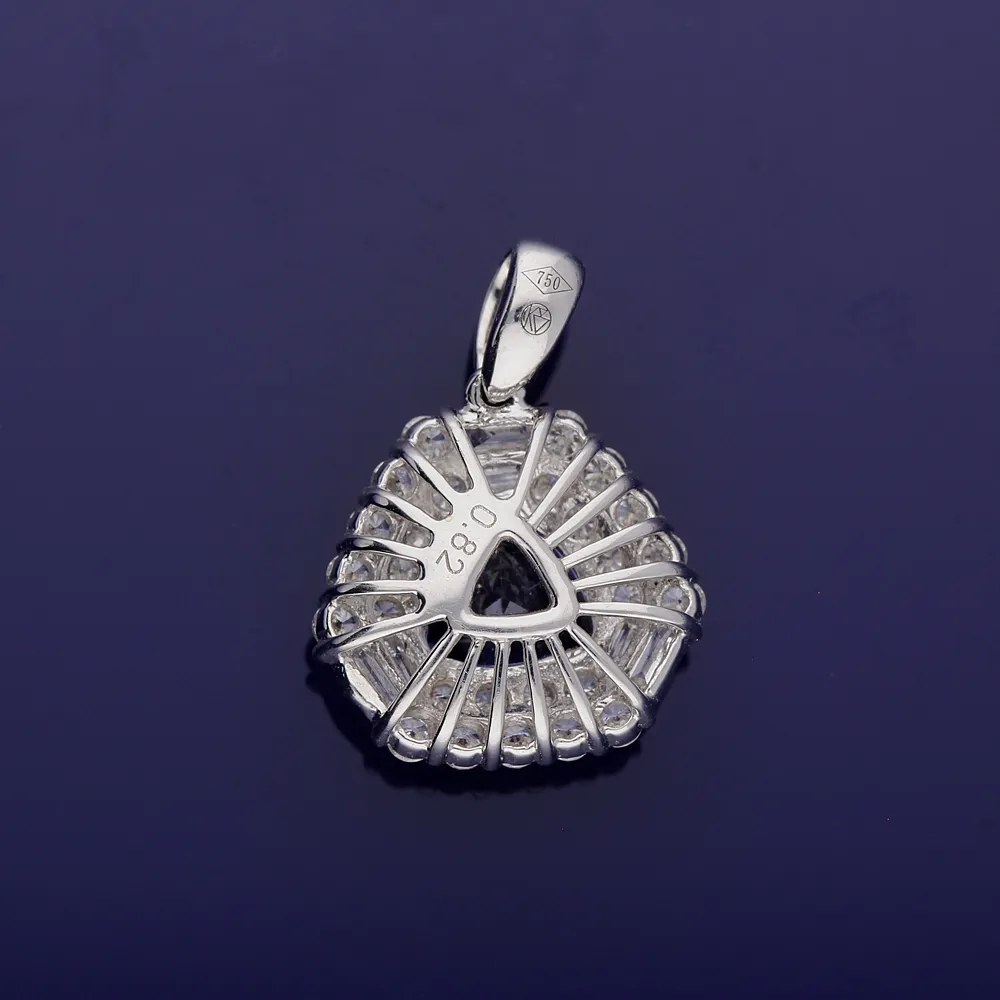 18ct White Gold Tanzanite and Diamond Cluster Pendant