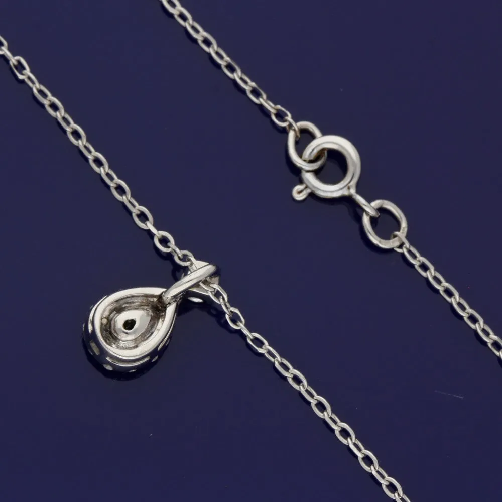 18ct White Gold Yellow & White Diamond Teardrop Necklace