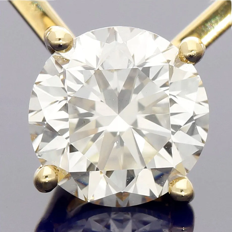 18ct Yellow Gold Certificated 1.50ct Diamond Solitaire Pendant Necklace