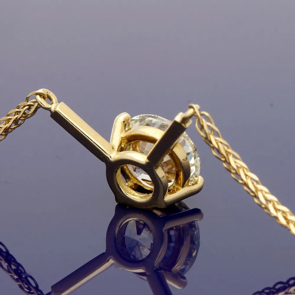18ct Yellow Gold Certificated 1.50ct Diamond Solitaire Pendant Necklace